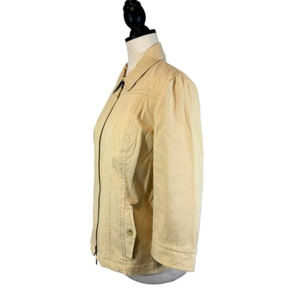 St. John Sport Tan Jacket Double Zip Front 3/4 Sleeve, Size M Classic Preppy - Picture 4 of 9